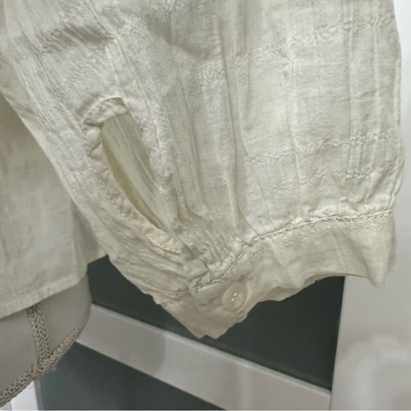 FREE PEOPLE Sea to Shore Gauzy Peasant Top SZ Small Ivory Bohemian Light NWT - Picture 5 of 9